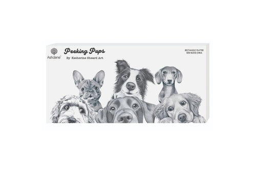 Peeking Pups Rectangle Platter
