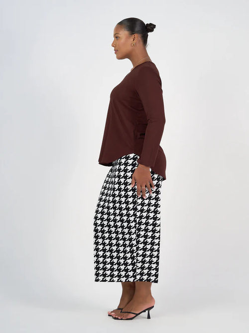 Sia V Neck Bamboo Longsleeve Top - Burgundy
