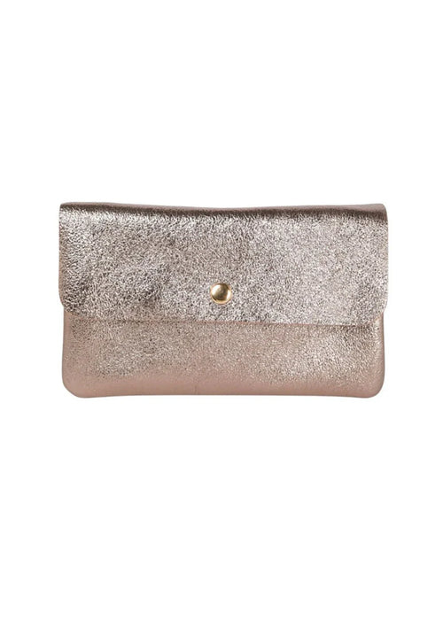 Metallic Clutch/Crossbody Bag - Champagne