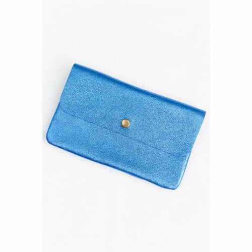 Metallic Clutch/Crossbody Bag - Electric Blue