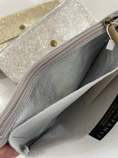 Metallic Clutch/Crossbody Bag - Silver