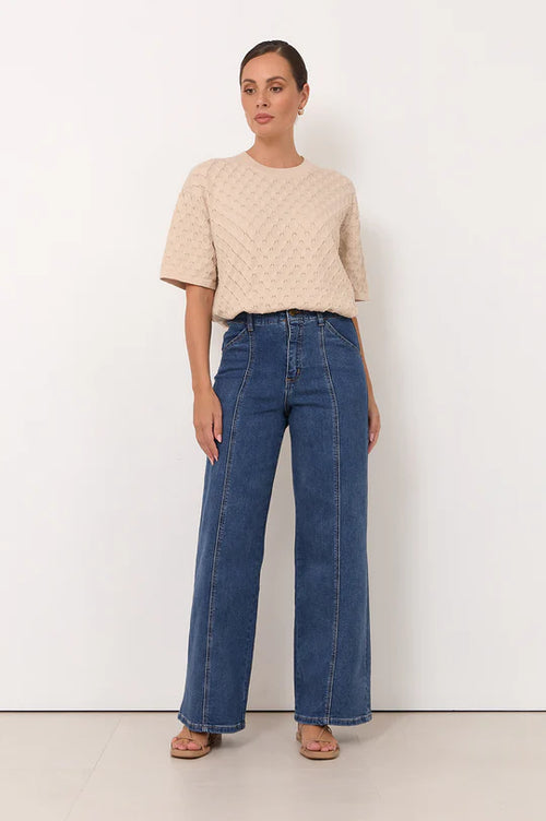 Adele Wide Leg Jean - Mid Denim