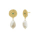 Green Onyx & Pearl Earrings - Gold