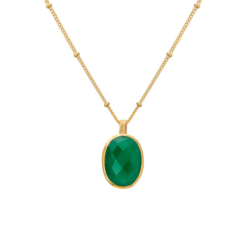 Green Onyx Pendant - Gold