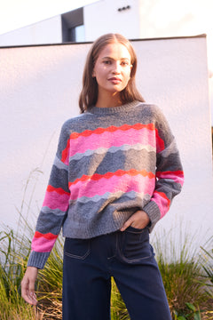 Stripe Knit - Grey/Pink