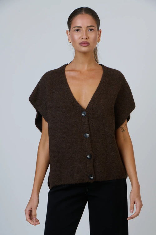 Sleeveless Cardigan - Cacao
