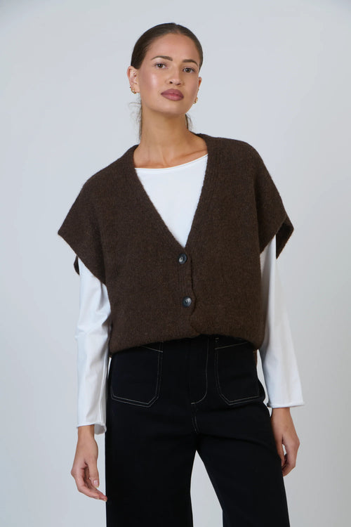 Sleeveless Cardigan - Cacao