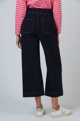 Wide Leg Contrast Stitching Jeans - Black