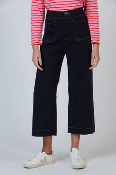Wide Leg Contrast Stitching Jeans - Black