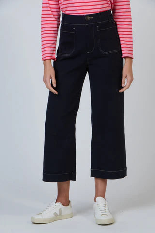 Wide Leg Contrast Stitching Jeans - Black