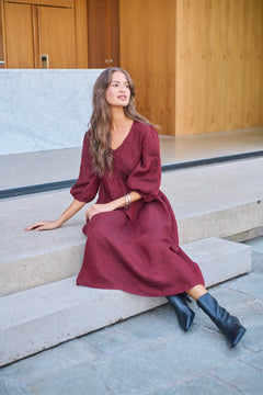 Linen Dress - Redwood