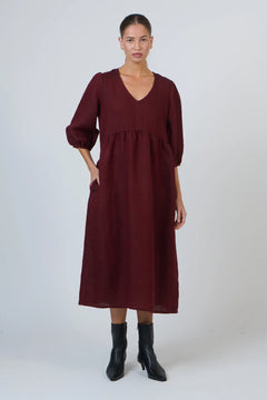 Linen Dress - Redwood