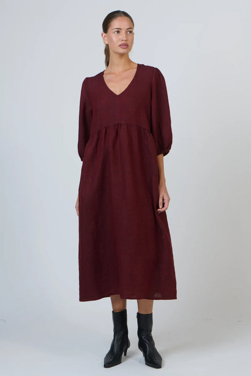 Linen Dress - Redwood