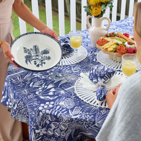 Linen Tablecloth - Navy Natives