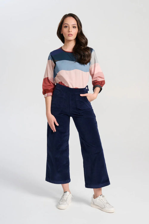 Soft Velvet Peggy Pants - Navy
