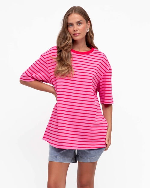 Oversized T-Shirt - Pink Stripe