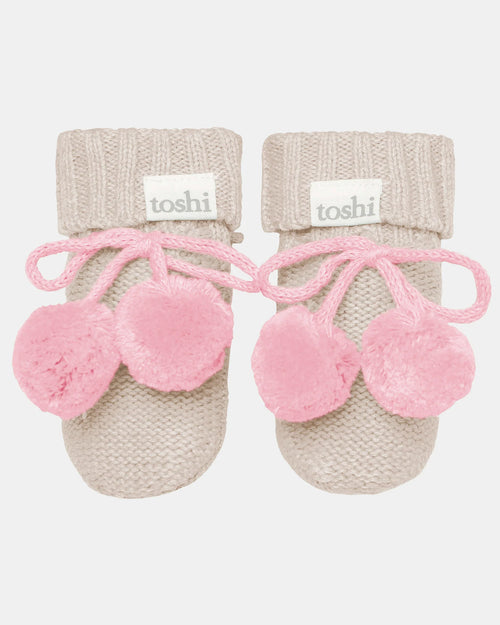 Organic Booties - Oatmeal/Pink