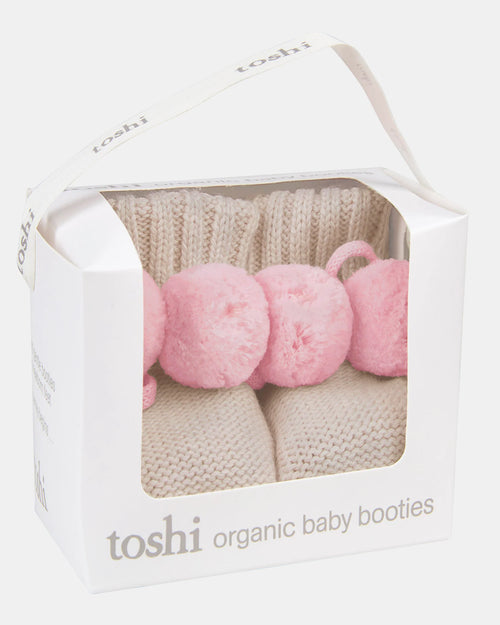 Organic Booties - Oatmeal/Pink