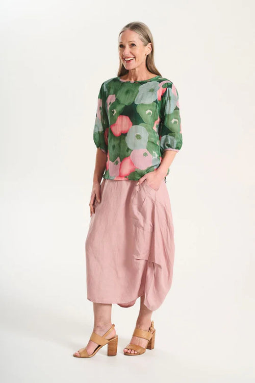 Milwaukee Skirt - Pink Linen/Tencel