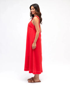 Stitched Up Maxi Dress - Red