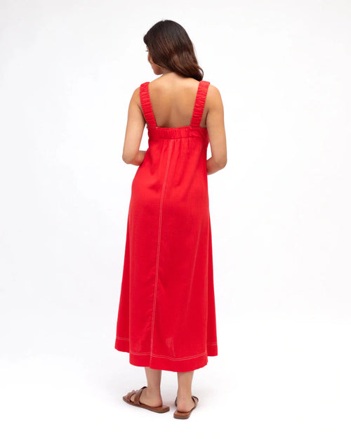 Stitched Up Maxi Dress - Red