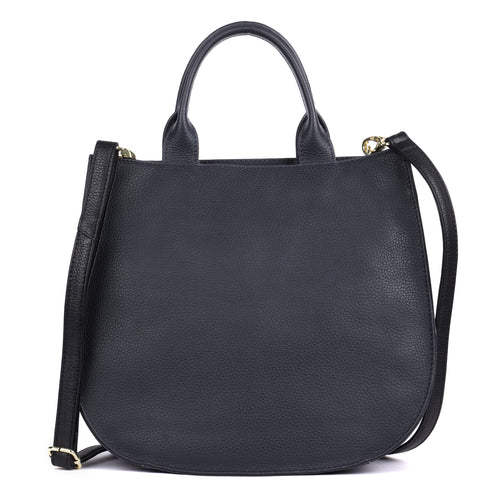 Pebbled Leather Tote Bag - Banksia Navy