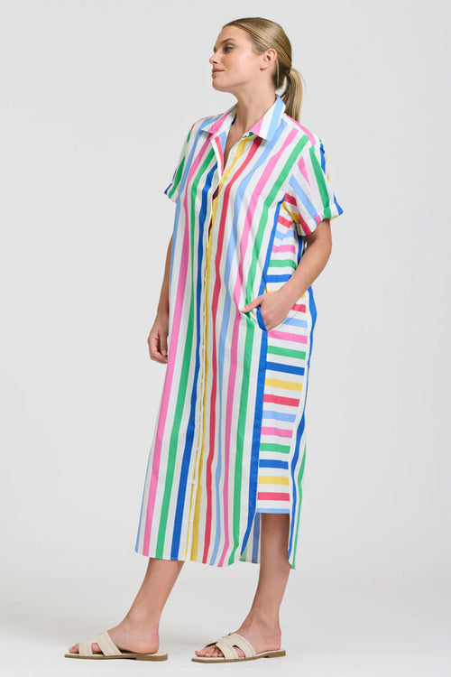 The Ashley Shirtdress - Fiesta Stripe