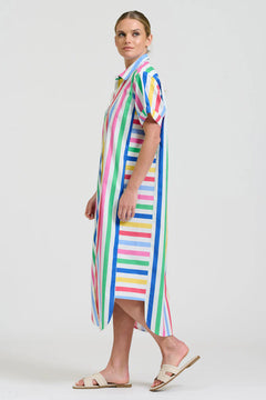 The Ashley Shirtdress - Fiesta Stripe