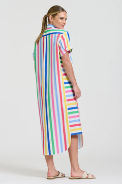 The Ashley Shirtdress - Fiesta Stripe