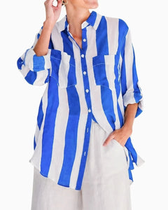 Linen Stripe Shirt - Blue
