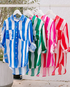 Linen Stripe Shirt - Blue