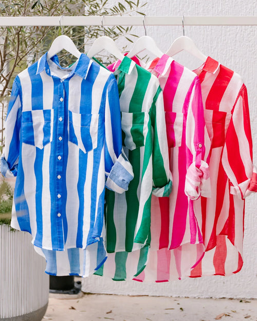 Linen Stripe Shirt - Blue
