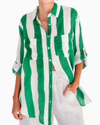Linen Stripe Shirt - Green