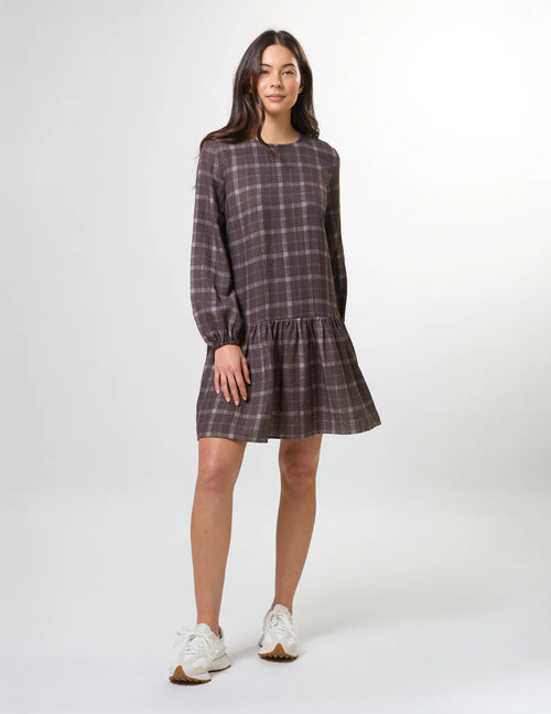 Arabella Drop Waist Dress - Rocky Road Plaid