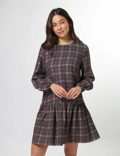 Arabella Drop Waist Dress - Rocky Road Plaid