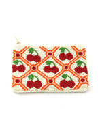 Cherry Beaded Purse - Garden White