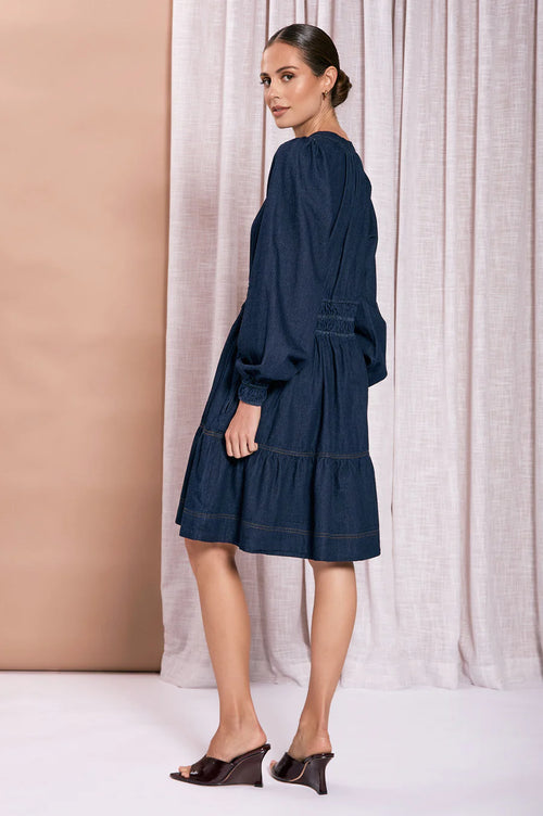 Violette Long Sleeve Short Denim Dress