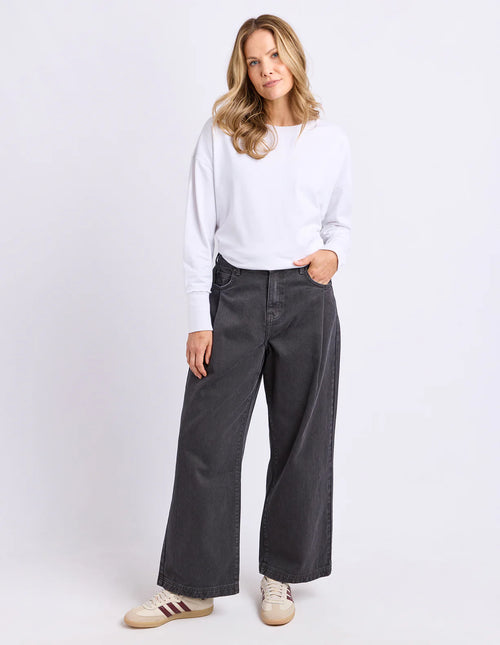 Zaria Pleat Jeans - Washed Black