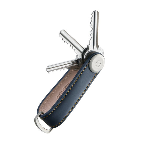 Leather Key Organiser - Navy